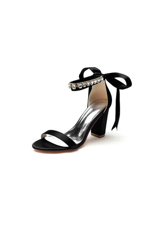 Open Toe Ribborn Tie High Heels Party - KissProm