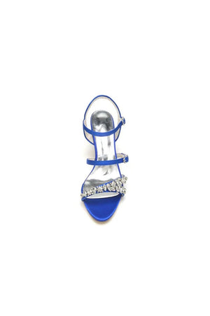 Open Toe Chunky Heels with Rhinestone - KissProm
