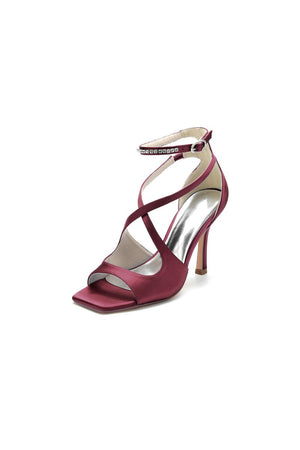 Open Toe Wedding Shoes with Straps - KissProm