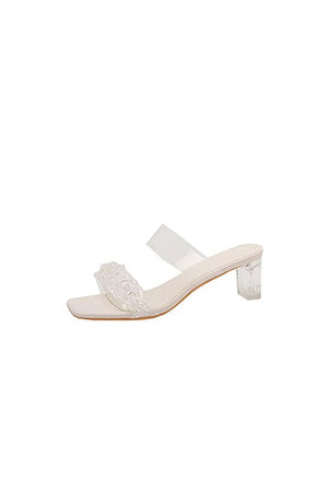 Outdoor Peep Toe Sandals Chunky Heel Fashion Shoes With Beaded - KissProm