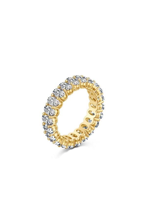 Oval Zircons Sterling Silver 18K Gold Plated Infinity Ring - KissProm