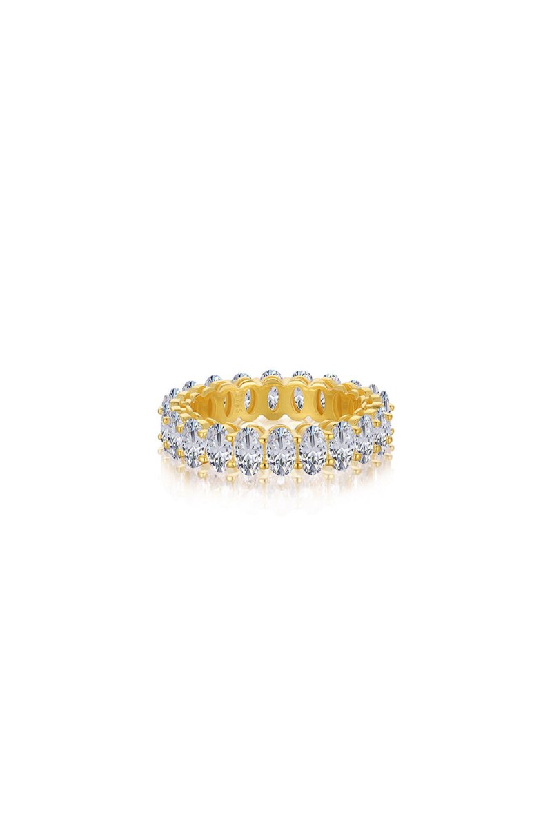 Oval Zircons Sterling Silver 18K Gold Plated Infinity Ring - KissProm