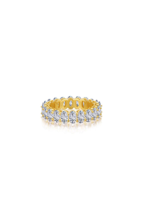 Oval Zircons Sterling Silver 18K Gold Plated Infinity Ring - KissProm
