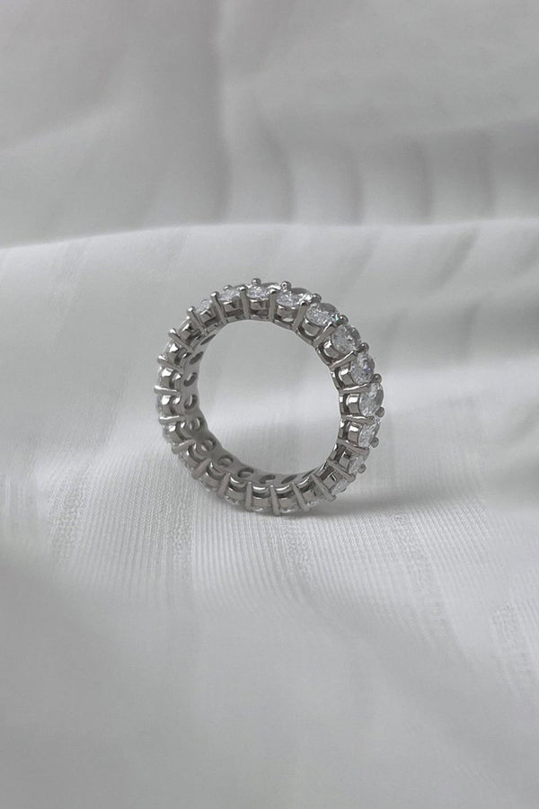Oval Zircons Sterling Silver 18K Gold Plated Infinity Ring - KissProm