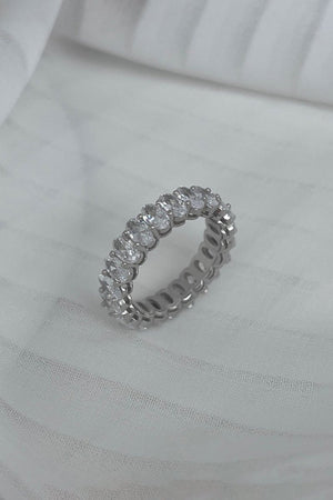 Oval Zircons Sterling Silver 18K Gold Plated Infinity Ring - KissProm