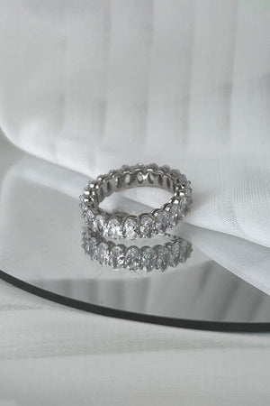 Oval Zircons Sterling Silver 18K Gold Plated Infinity Ring - KissProm