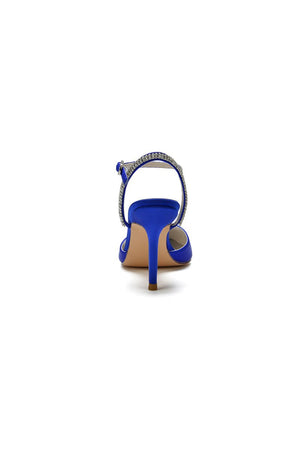 Party Crystal Strap Pointed Toe Satin Stiletto Heels - KissProm