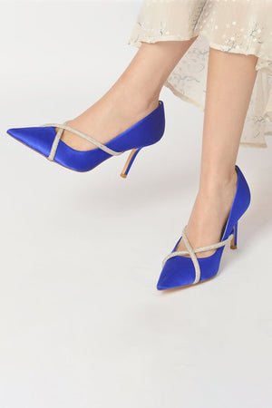 Party Pointed Toe Crystal High Heels - KissProm