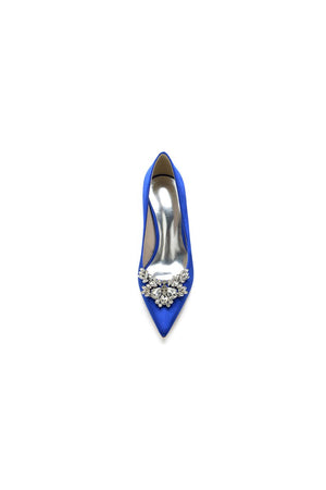 Party Pointed Toe Crystal Satin High Heels - KissProm