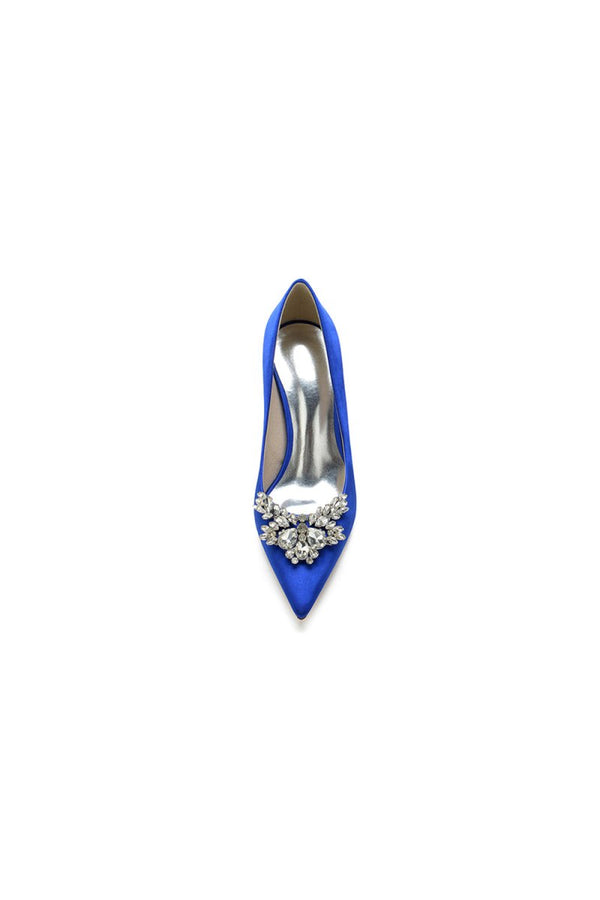 Party Pointed Toe Crystal Satin High Heels - KissProm