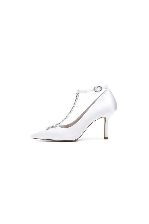 Party Pointed Toe Crystal Strap High Heels Shoes - KissProm