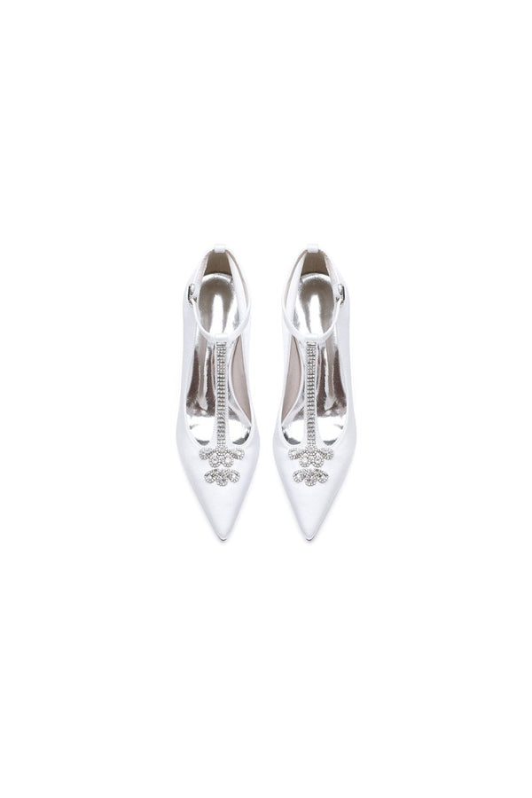 Party Pointed Toe Crystal Strap High Heels Shoes - KissProm