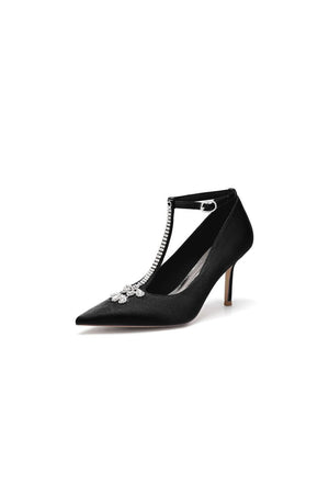 Party Pointed Toe Crystal Strap High Heels Shoes - KissProm