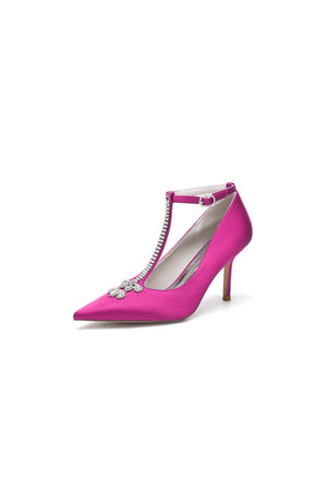 Party Pointed Toe Crystal Strap High Heels Shoes - KissProm