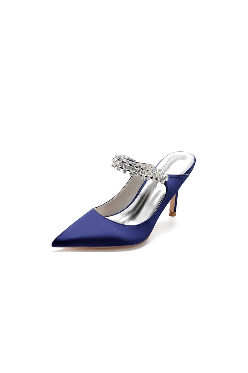 Party Pointed Toe Crystal Strap High Heels - KissProm