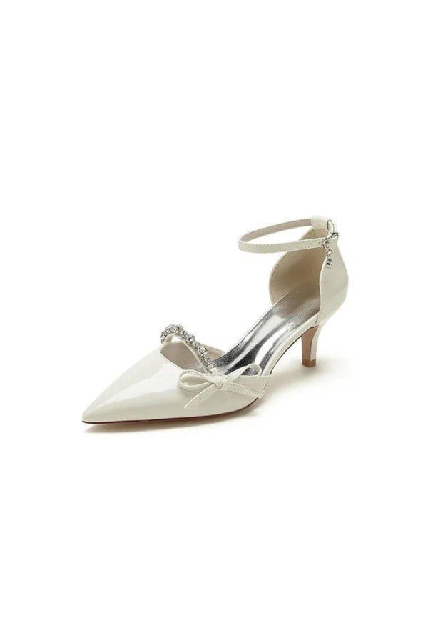 Patent Leather Mirror Finish With Rhinestone Pointed Toe Stiletto Heel - KissProm