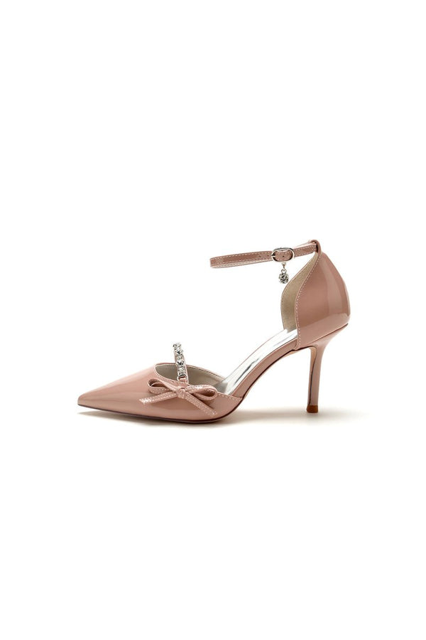 Patent Leather Wedding High Heels with Bow - KissProm