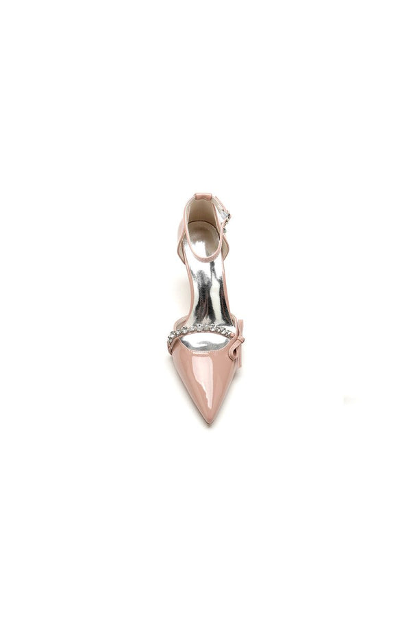 Patent Leather Wedding High Heels with Bow - KissProm