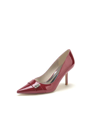 Patent Leather High Heels with Rhinestone - KissProm