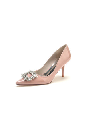 Patent Leather Wedding Shoes with Rhinestone - KissProm