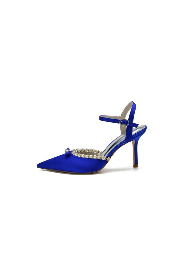 Pearl Cocktail Pointed Toe Buckle Strap Heels - KissProm
