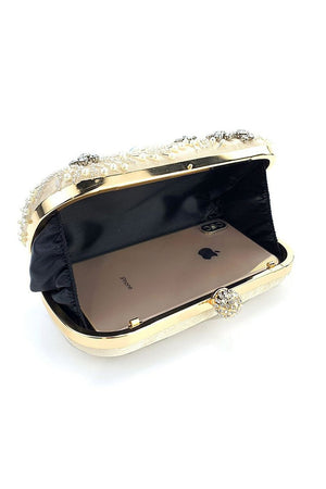Pearl Rhinestone Beaded Square Handbag - KissProm