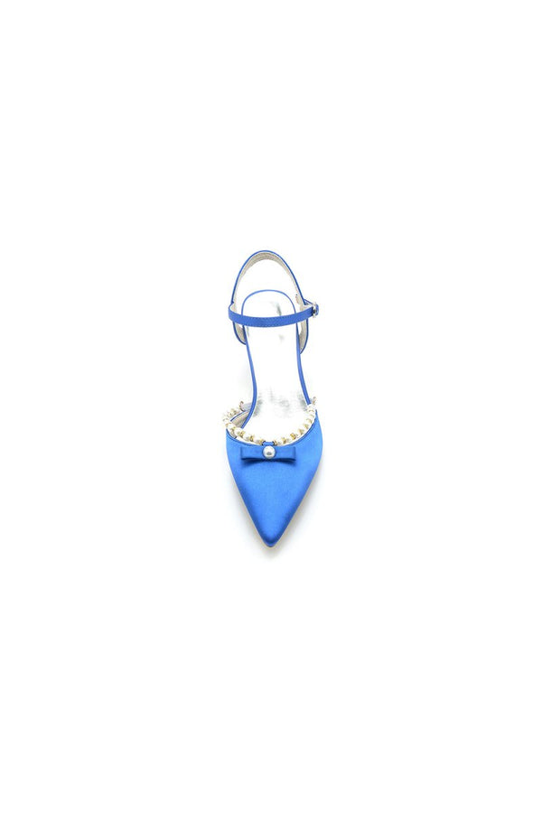 Pearl Satin Pointed Toe High Heels - KissProm