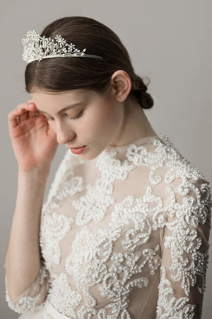 Pearl Snowflake Flower Bridal Crown – Headpieces by KissProm | Available at KissProm