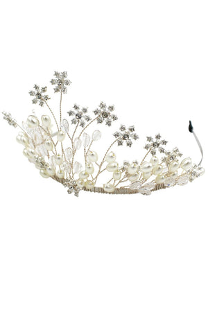 Pearl Snowflake Flower Bridal Crown – Headpieces by KissProm | Available at KissProm