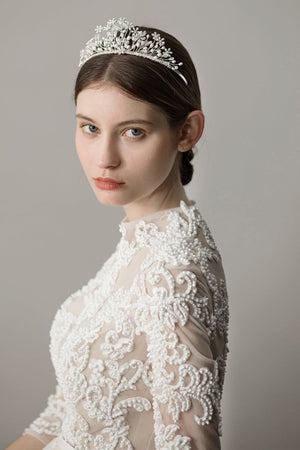 Pearl Snowflake Flower Bridal Crown – Headpieces by KissProm | Available at KissProm