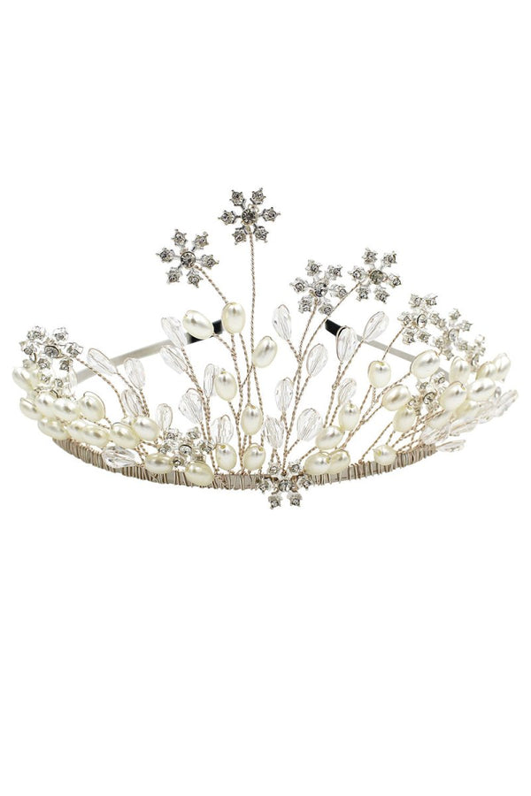 Pearl Snowflake Flower Bridal Crown – Headpieces by KissProm | Available at KissProm