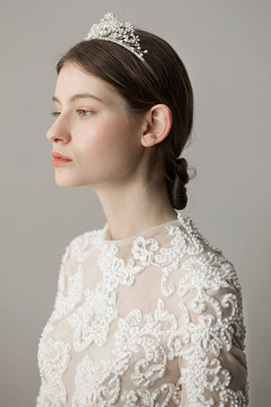 Pearl Snowflake Flower Bridal Crown – Headpieces by KissProm | Available at KissProm