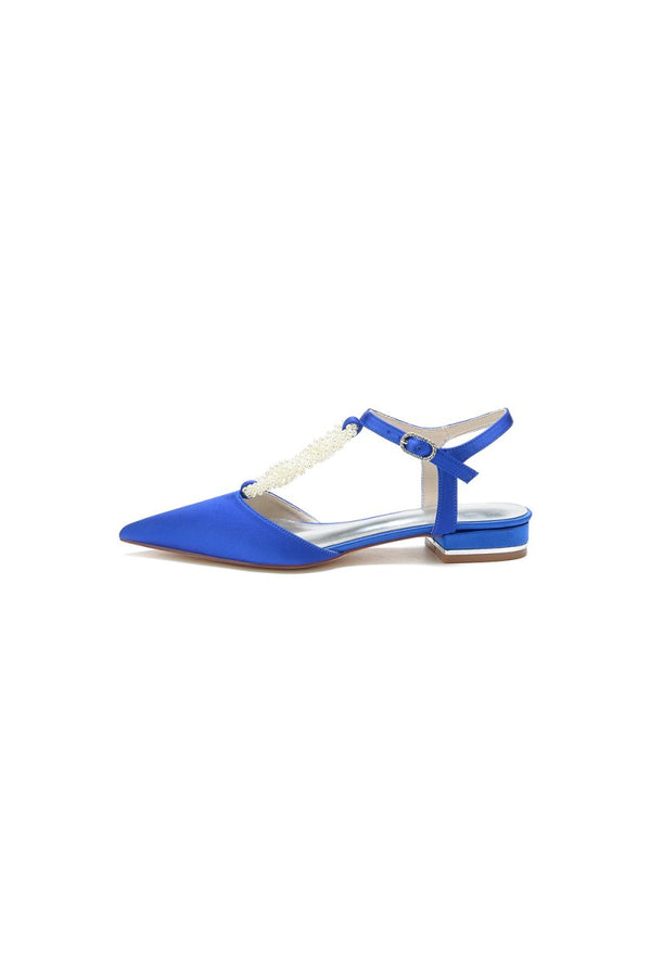 Pearl Strap Pointed Toe Flats - KissProm