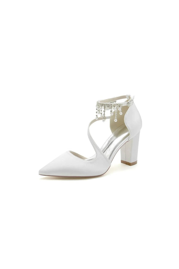 Pearl Tassel Block Heel Sandals - KissProm