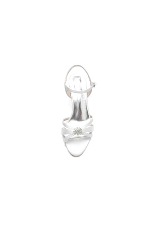 Peep Toe Imitated Silk Chunky Heels - KissProm