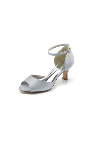 Peep Toe One - strap Buckle Chunky Heel Pumps - KissProm