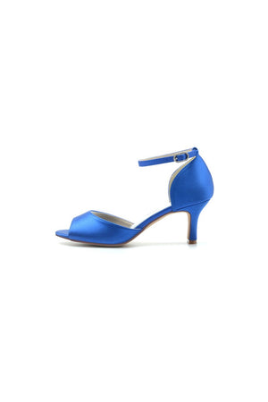 Peep Toe One - strap Buckle Chunky Heel Pumps - KissProm