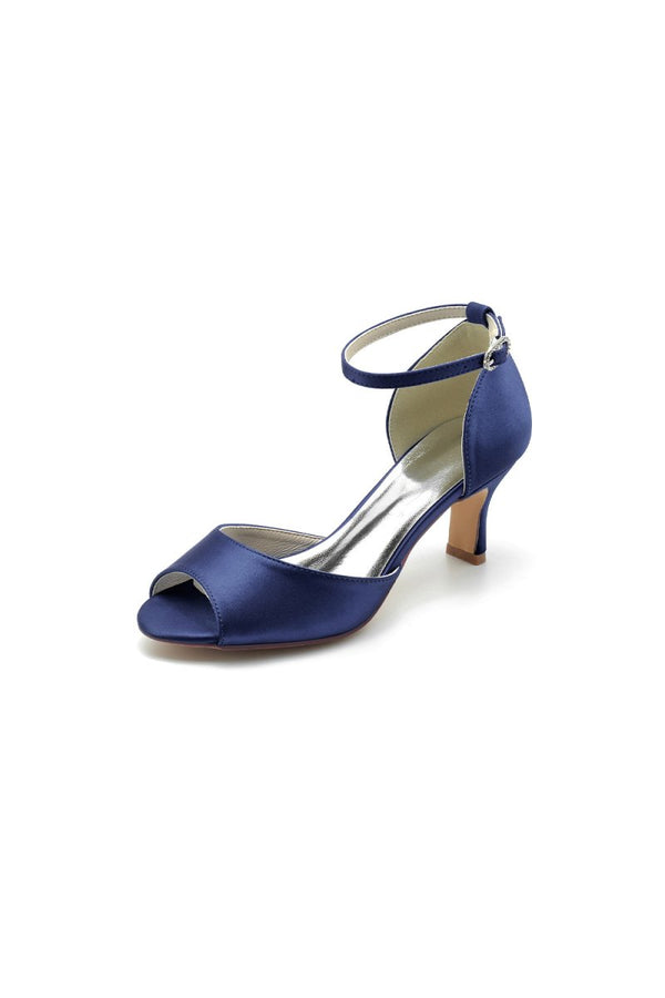 Peep Toe One - strap Buckle Chunky Heel Pumps - KissProm