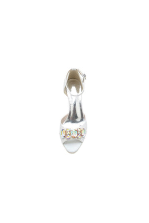 Peep Toe Rhinestone Strap Buckle Stiletto Heels - KissProm