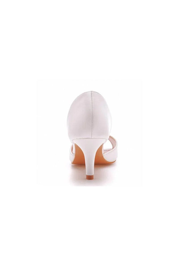 Peep Toe Satin Slip On Shoes High Heel - KissProm