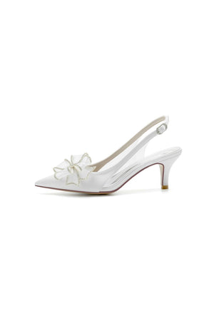 Peep Toe Slingback High Heels with Bow - KissProm