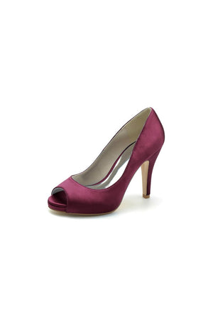 Peep Toe Slip-on Satin Stiletto Heels