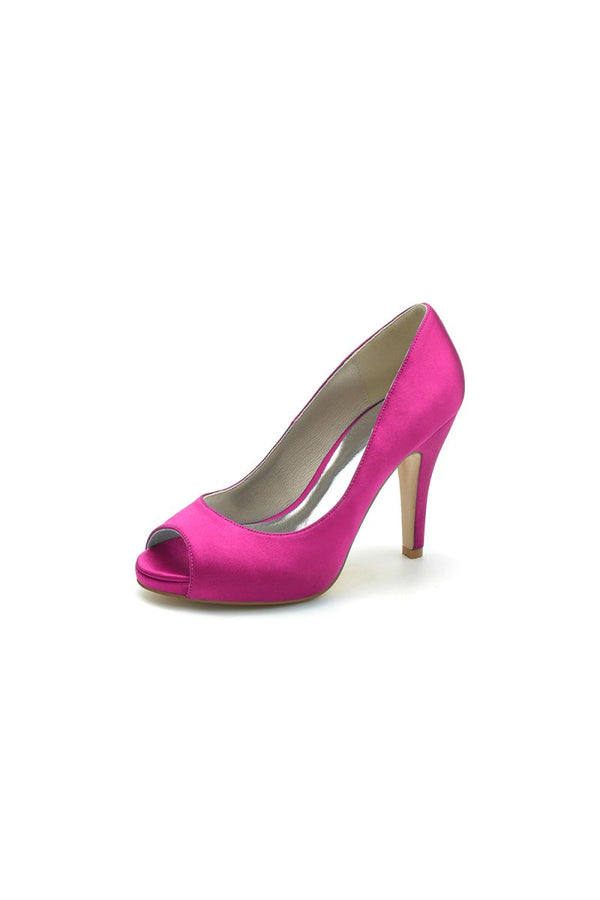 Peep Toe Slip-on Satin Stiletto Heels