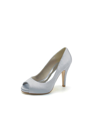 Peep Toe Slip-on Satin Stiletto Heels