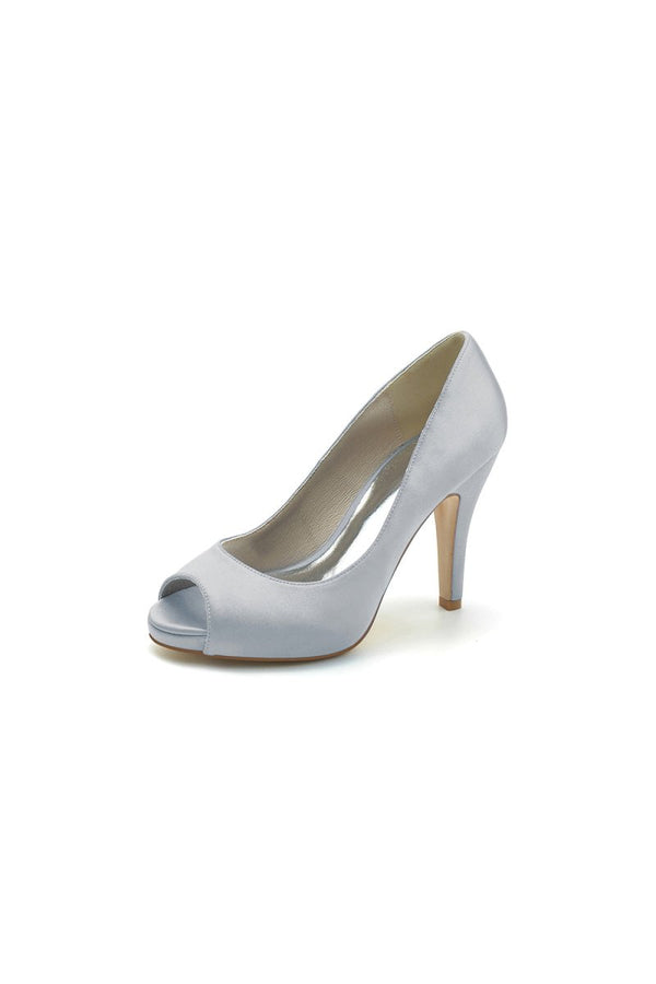 Peep Toe Slip-on Satin Stiletto Heels