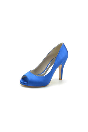 Peep Toe Slip-on Satin Stiletto Heels