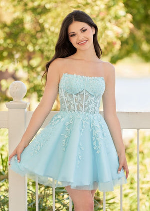 Petunia |A - Line Tulle Lace Homecoming Dress with Appliques - KissProm