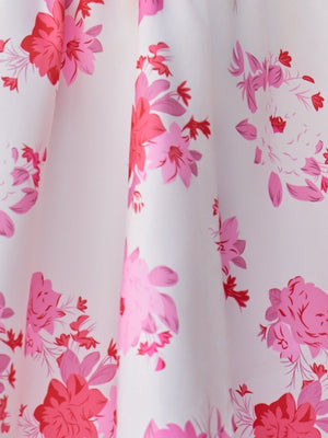 Pink A Line Floral Satin Short Homecoming Dress – Homecoming Dresses by KissProm | Available at KissProm