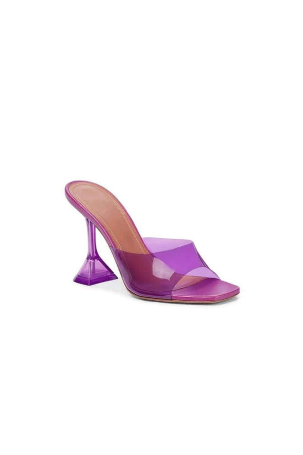 Pink High Heel Naked Mules Sandals - KissProm