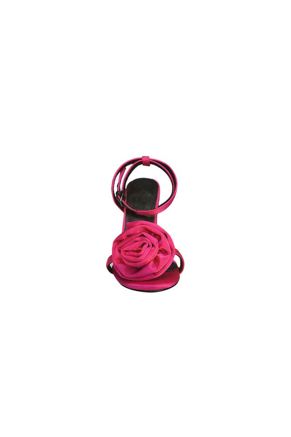 Pink Stiletto Heel Flower High Heel Sandals - KissProm